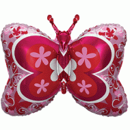 Fuchsia Deco Butterfly Supershape Balloon 